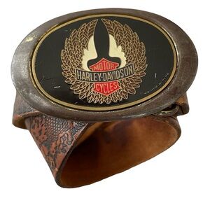 Vintage Embossed Leather Harley Davidson Belt